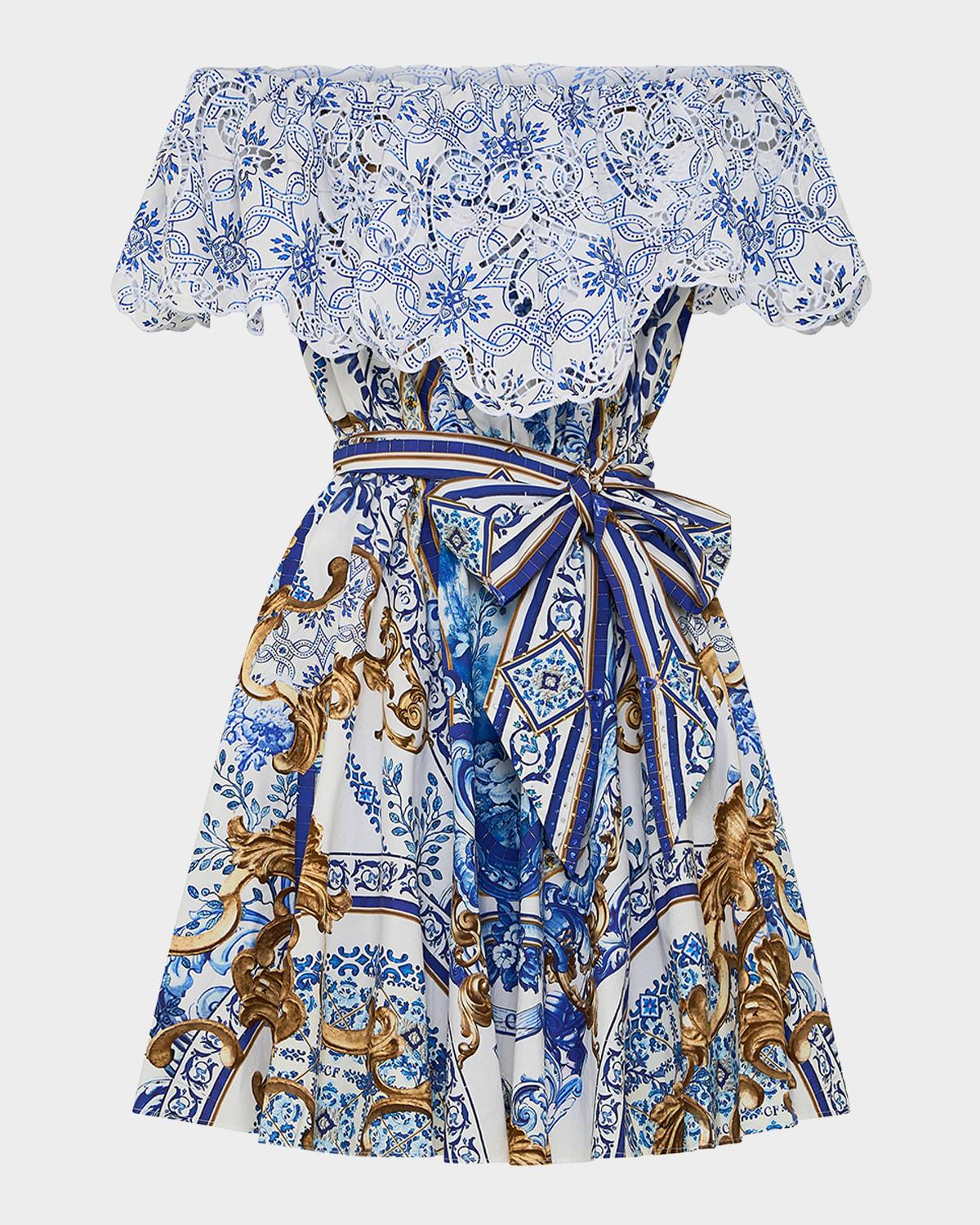 azul adventures shoulder frill short dress