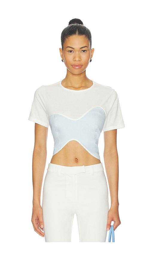 azulu ceci top in baby blue,white.
