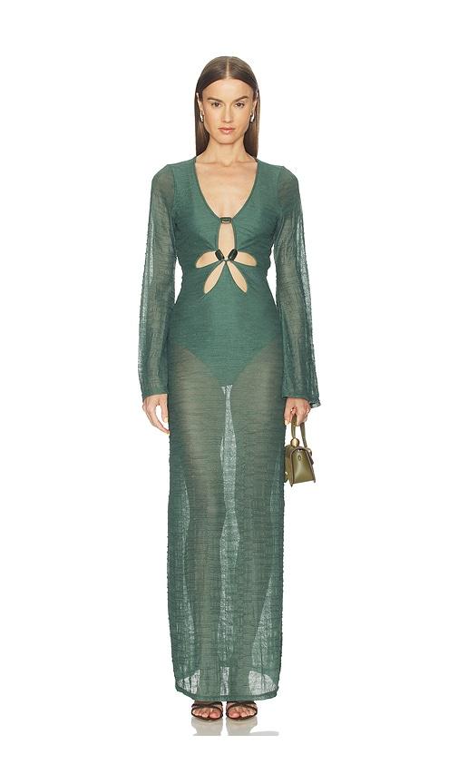 azulu dali dress in dark green.