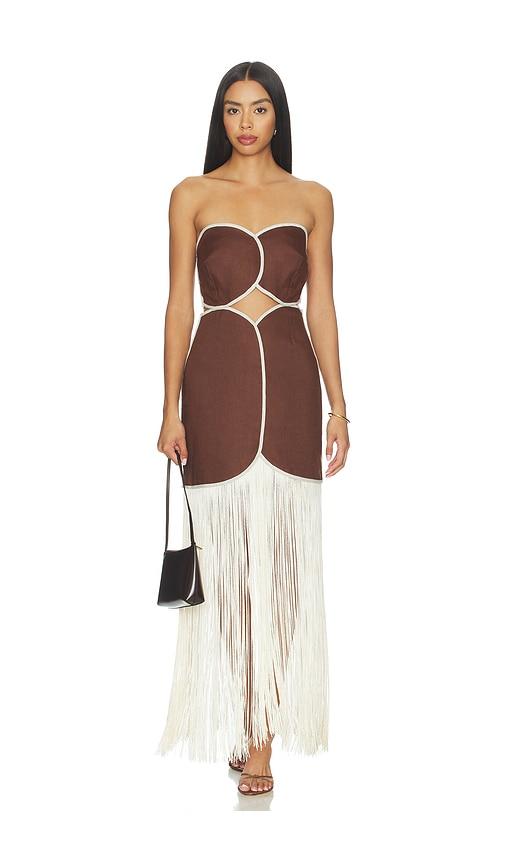 azulu x revolve joaquina dress in brown.