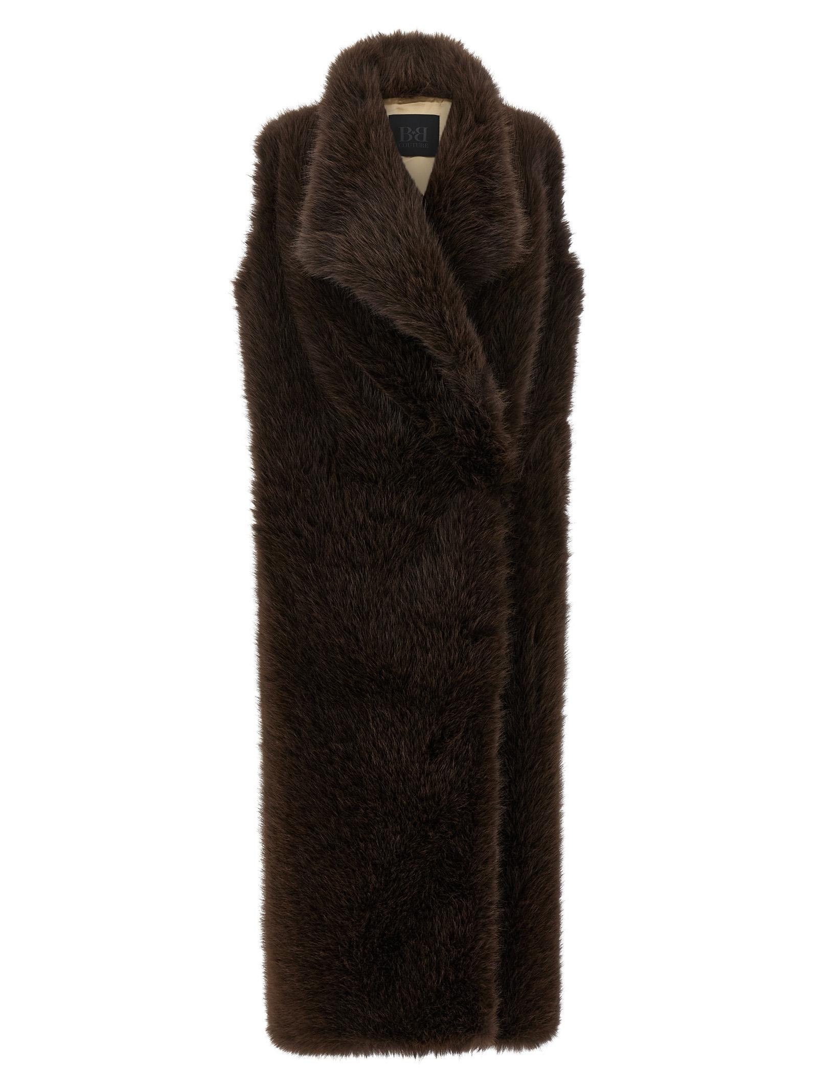 b & b couture bear vest brown polyester fur - women