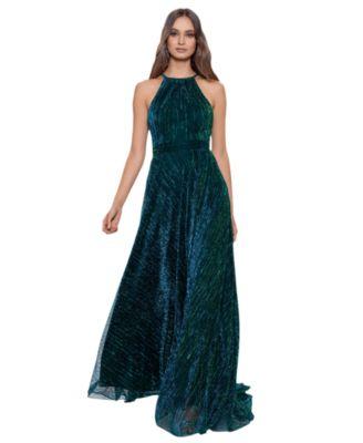 b a by betsy adam womens metallic halter gown