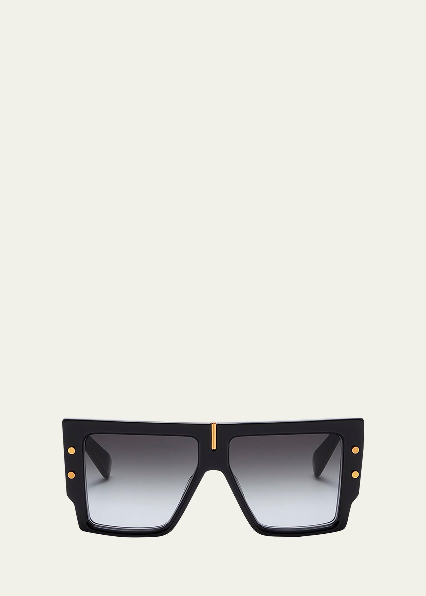 b-grand acetate & titanium square sunglasses