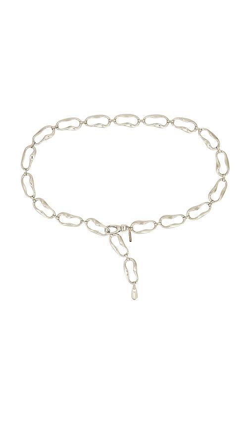 b-low the belt alessia chain belt in metallic silver.