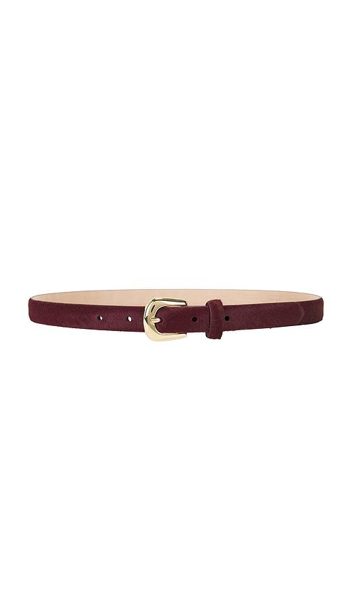 b-low the belt kennedy mini calf hair belt in burgundy.