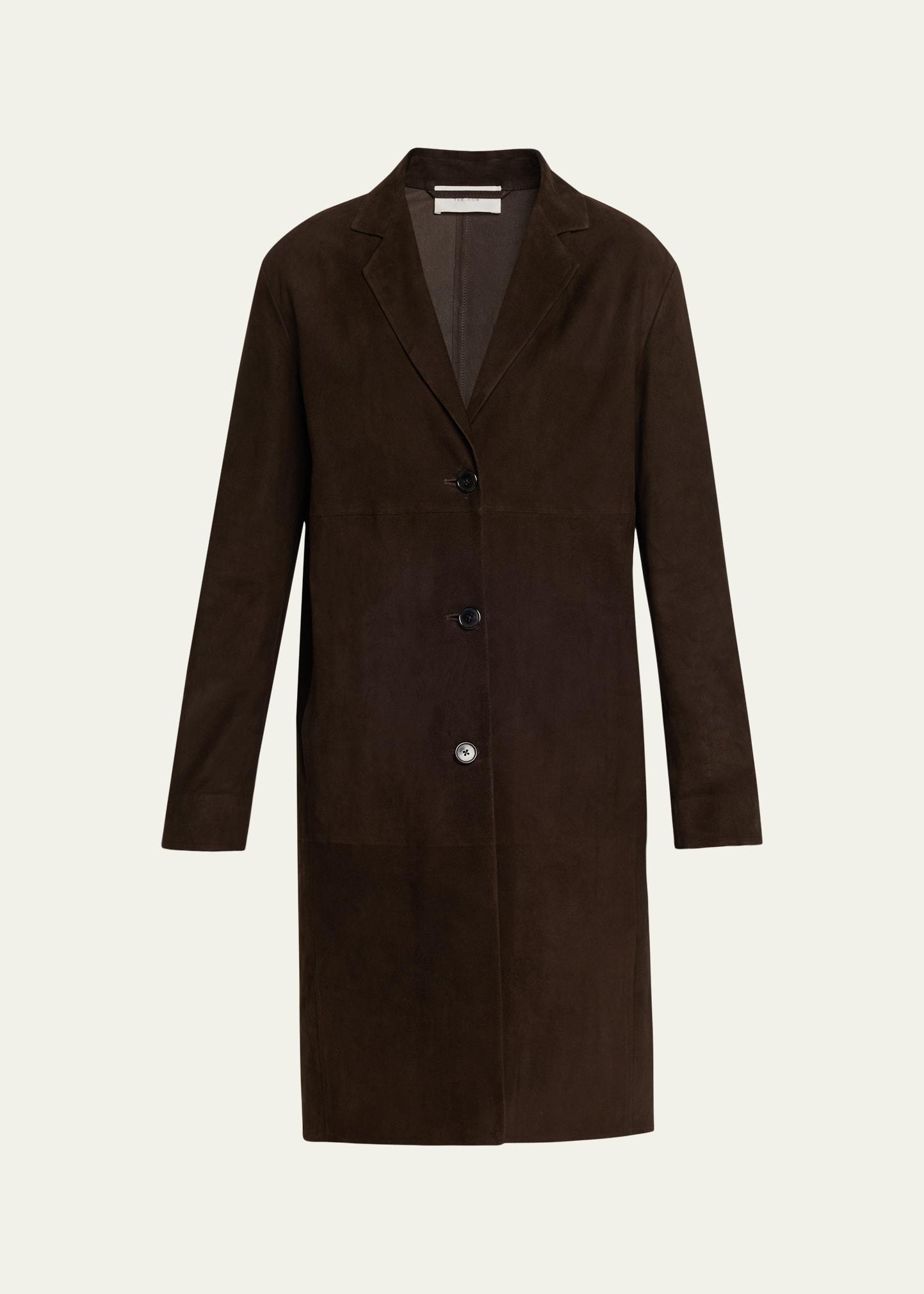 babilonia suede belted single-breasted coat