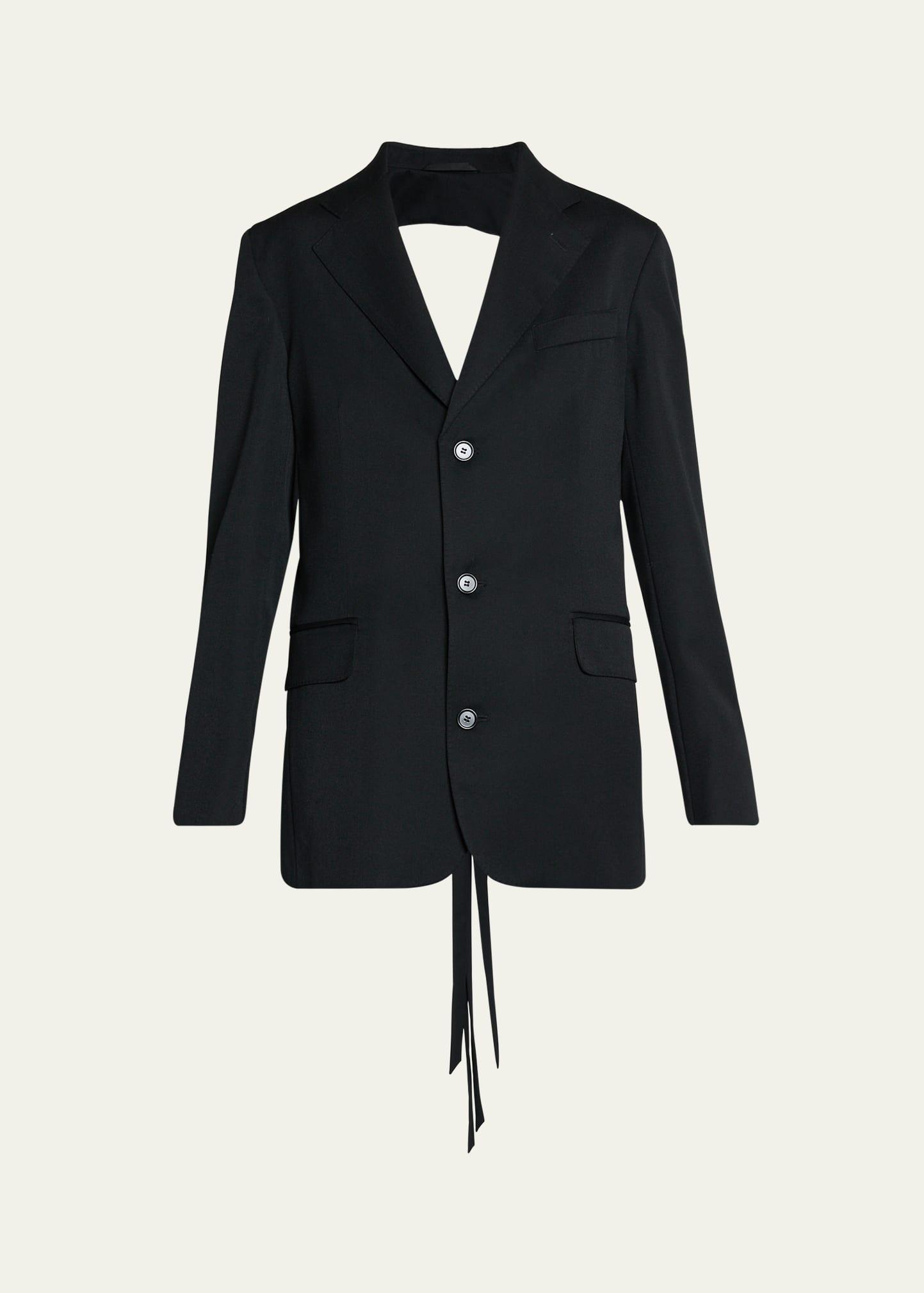 back cut out bow wool blazer