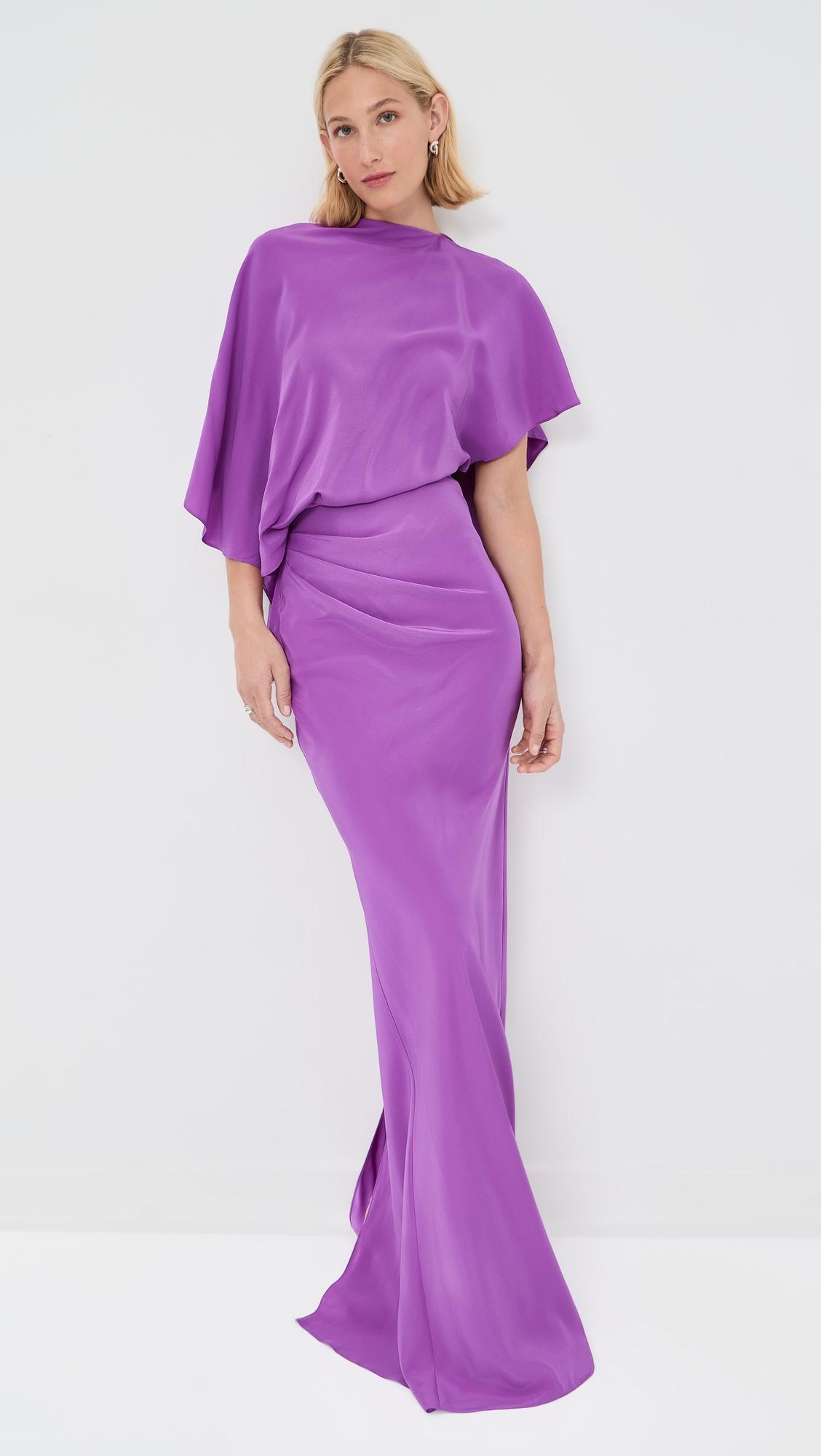 backless drape satin dress