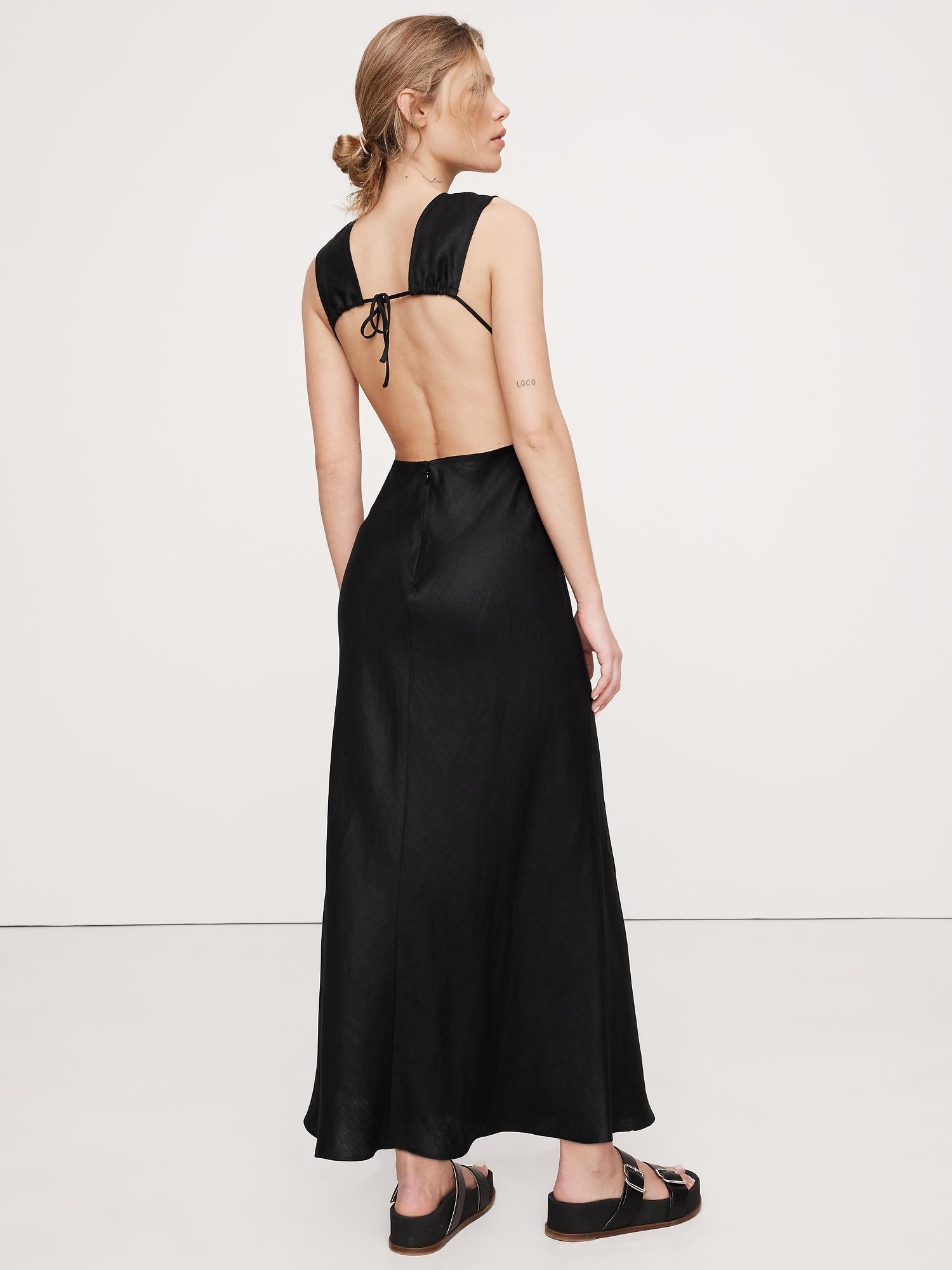 backless linen maxi dress