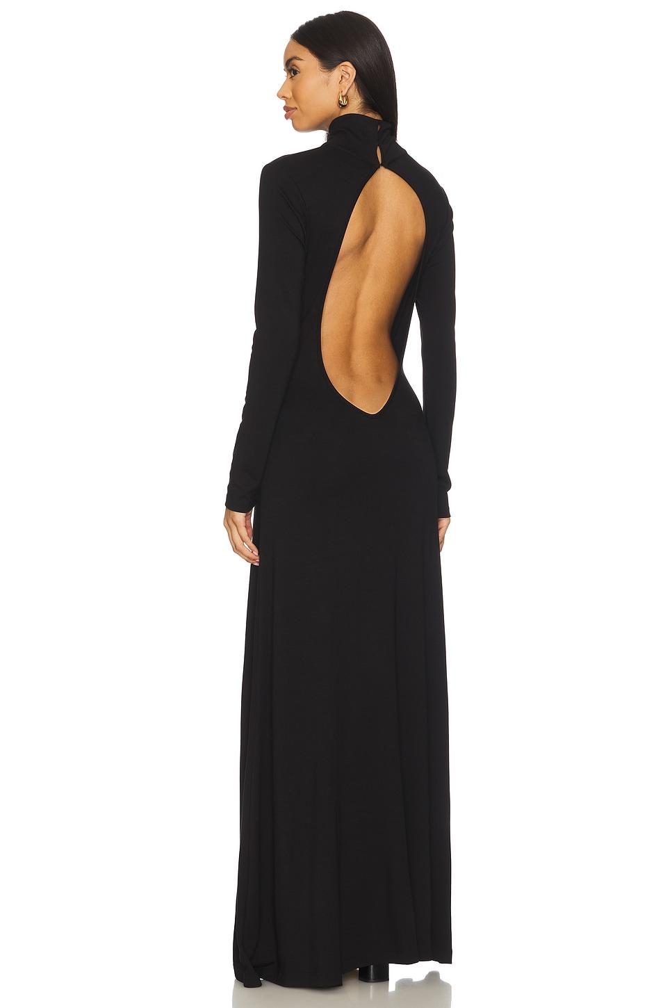 backless turtleneck dress
