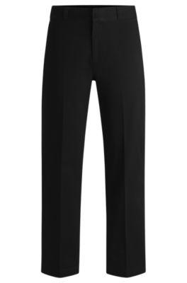 baggy-fit trousers in cotton twill- black men's casual pants