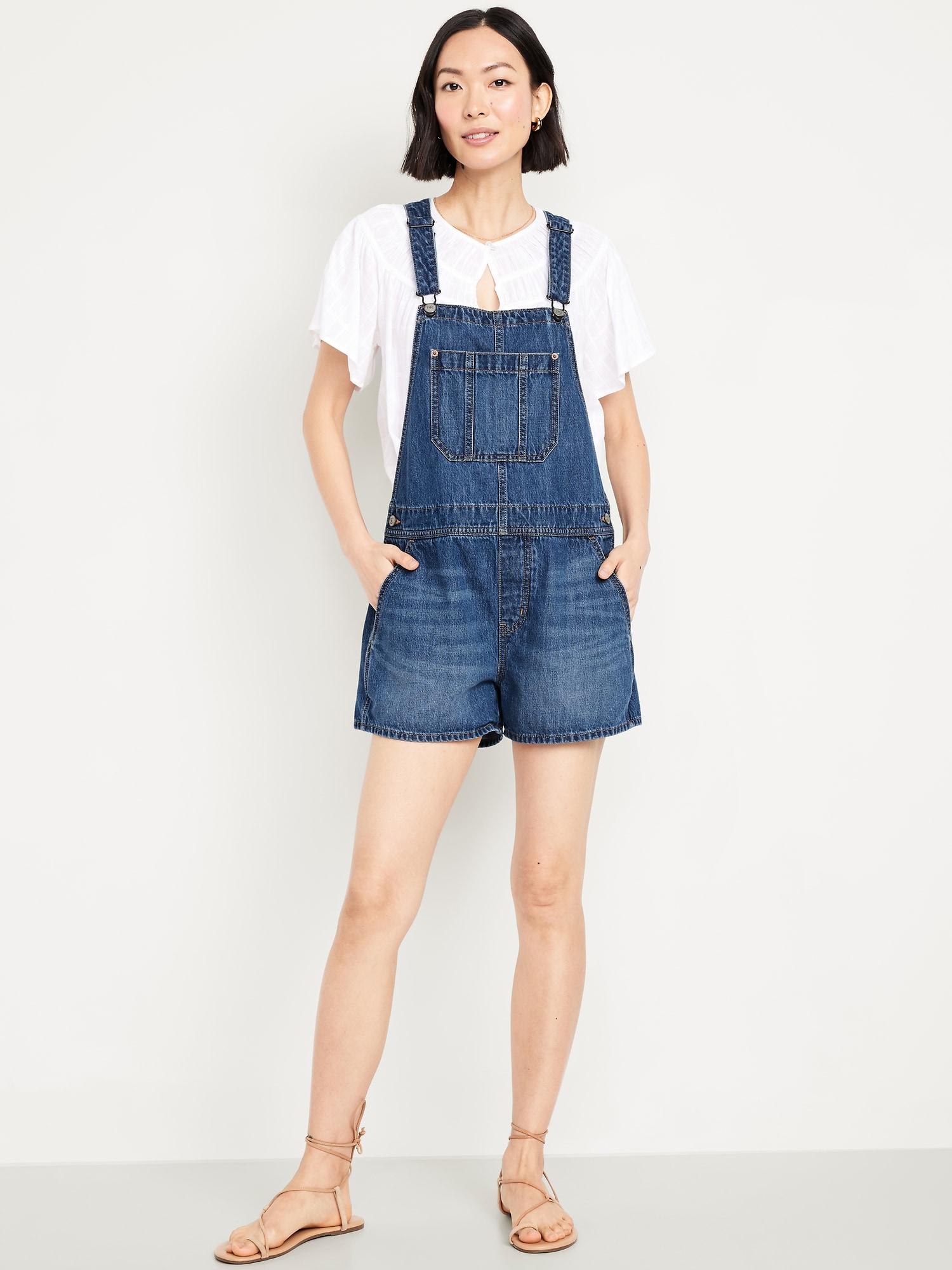 baggy jean shortalls -- 3-inch inseam