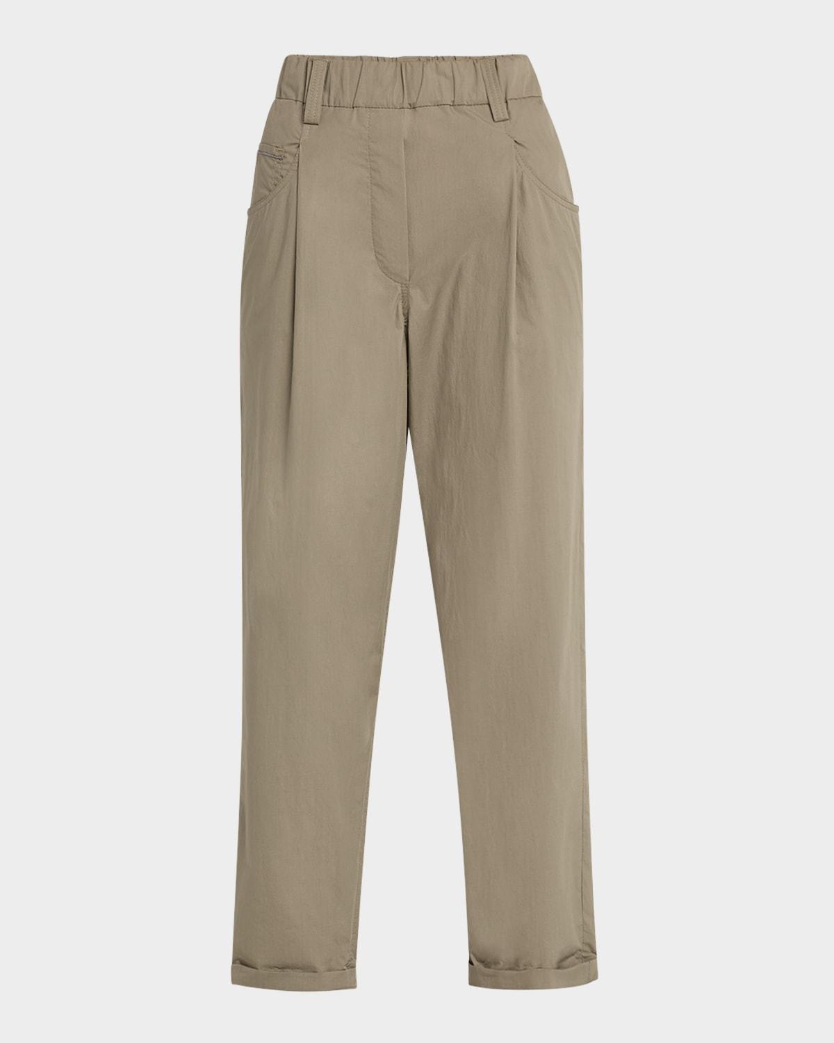 baggy poplin cropped pull-on pants
