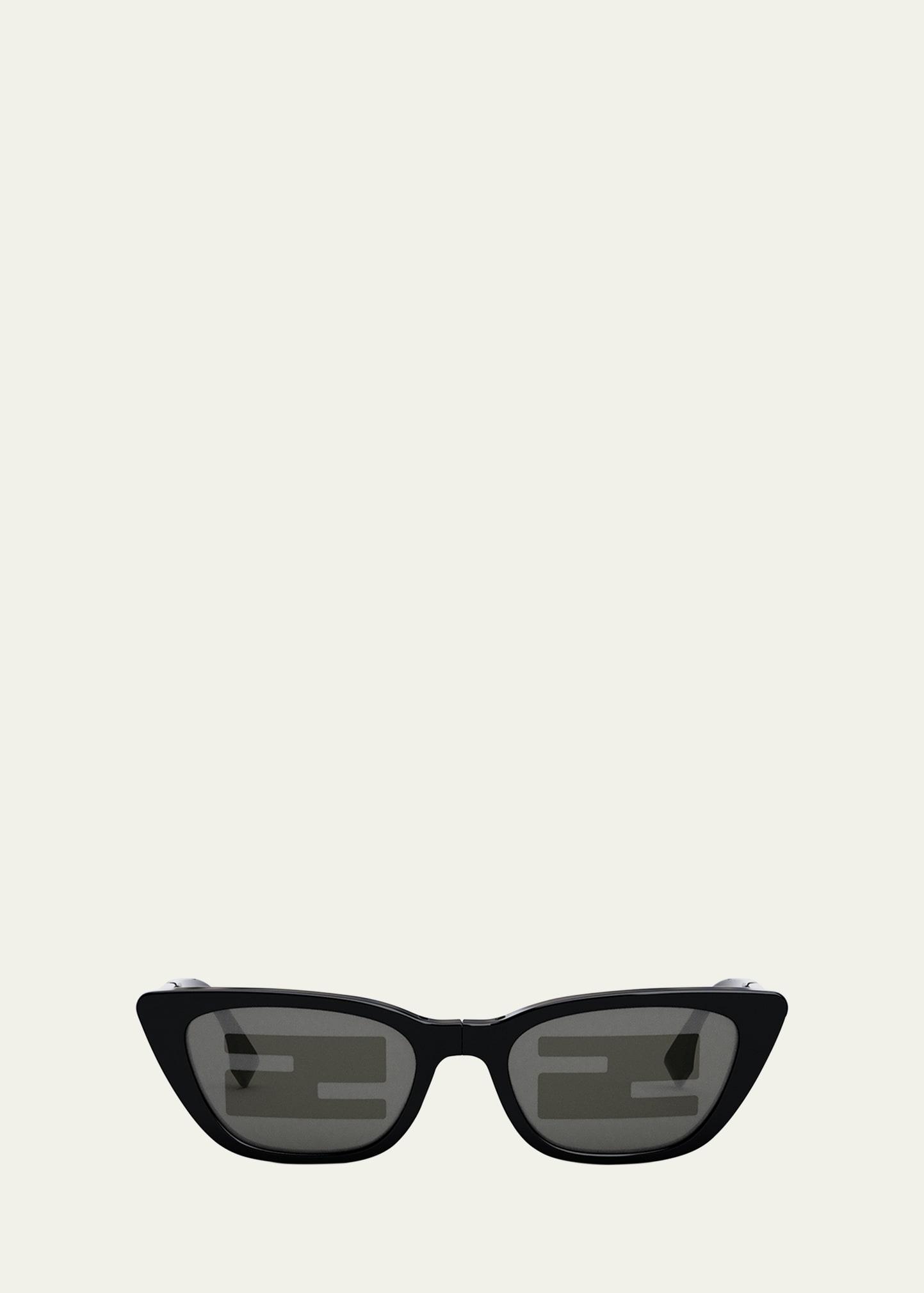 baguette mirrored folding nylon cat-eye sunglasses