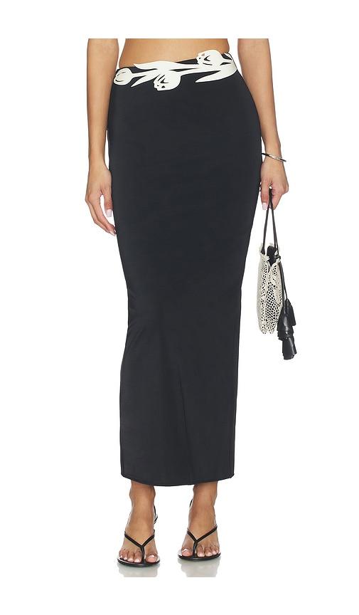 bahia maria agata long skirt in black,white.
