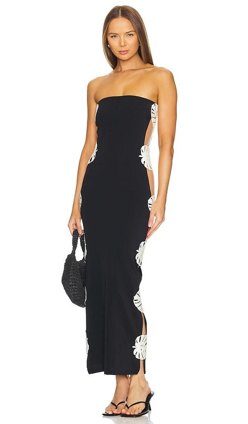 bahia maria hoja rota dress in black.