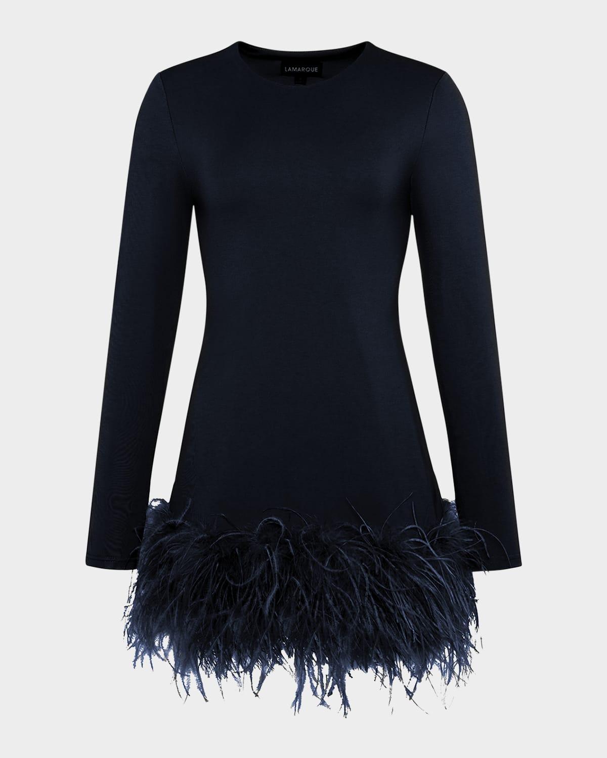 bahira feather-hem knit mini dress