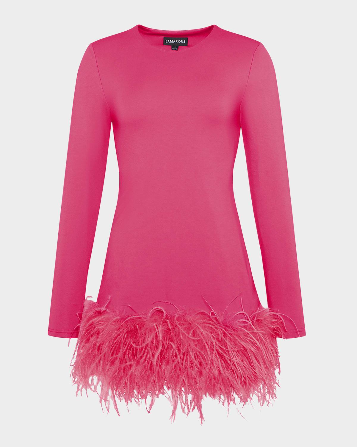 bahira ostrich-feather hem mini dress