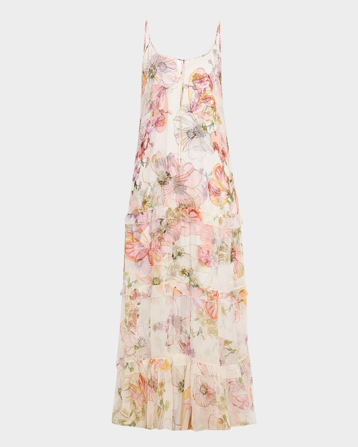 bailey tiered floral-print chiffon maxi dress