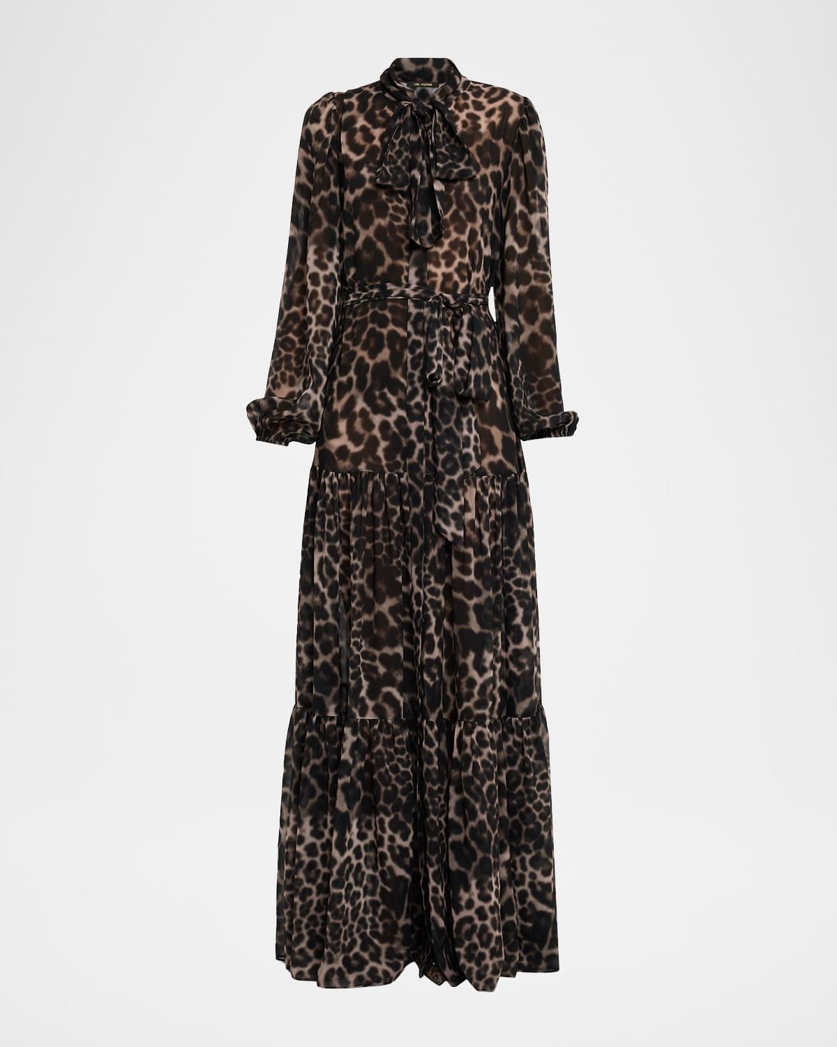 baird tiered animal-print maxi dress