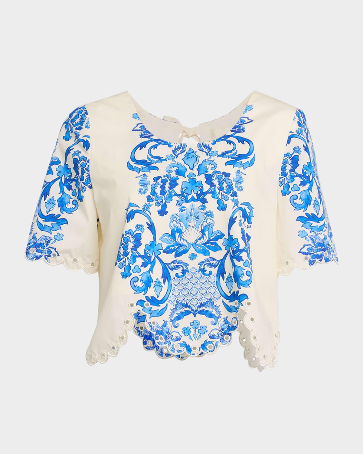 baja convertible scalloped cotton top