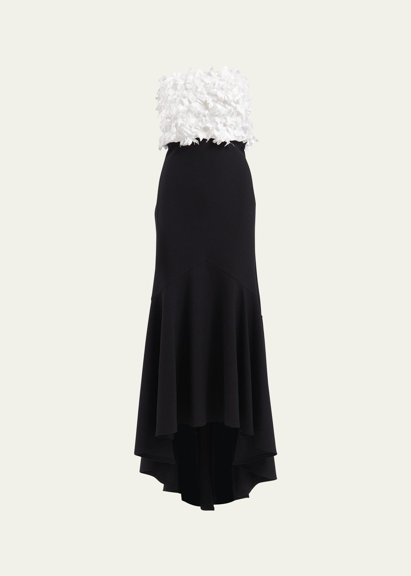 baldwin floral applique strapless gown