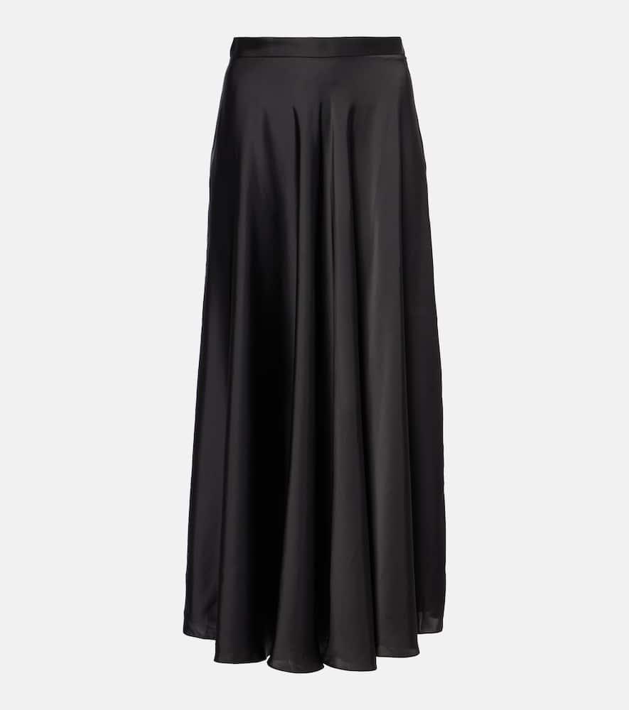 balenciaga asymmetric satin midi skirt