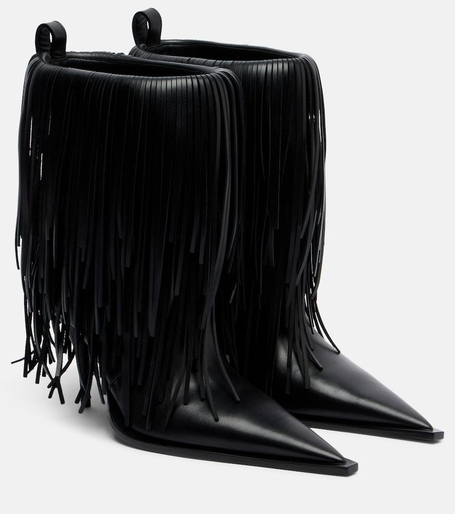 balenciaga avenue fringe leather ankle boots