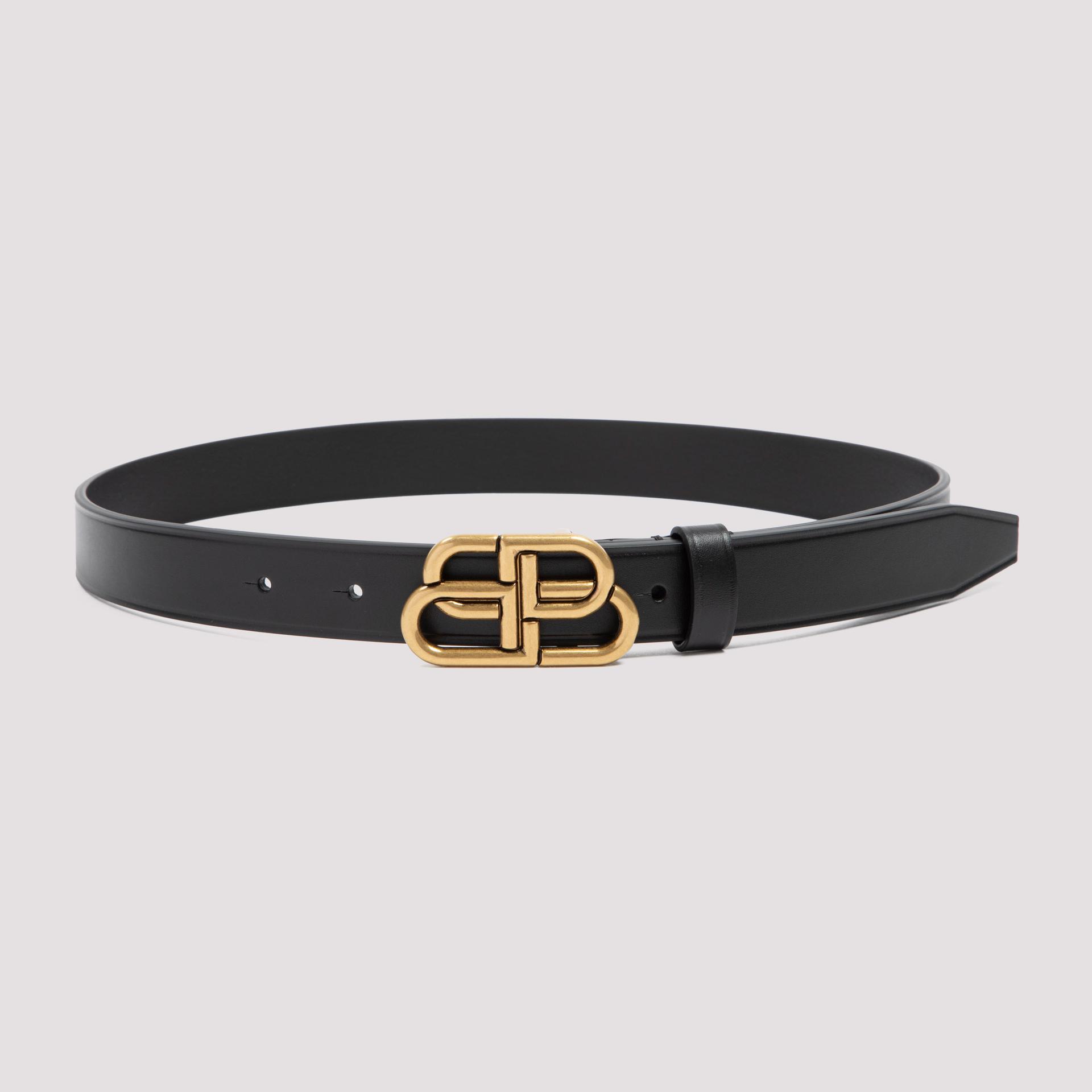 balenciaga bb thin belt black calf leather - women