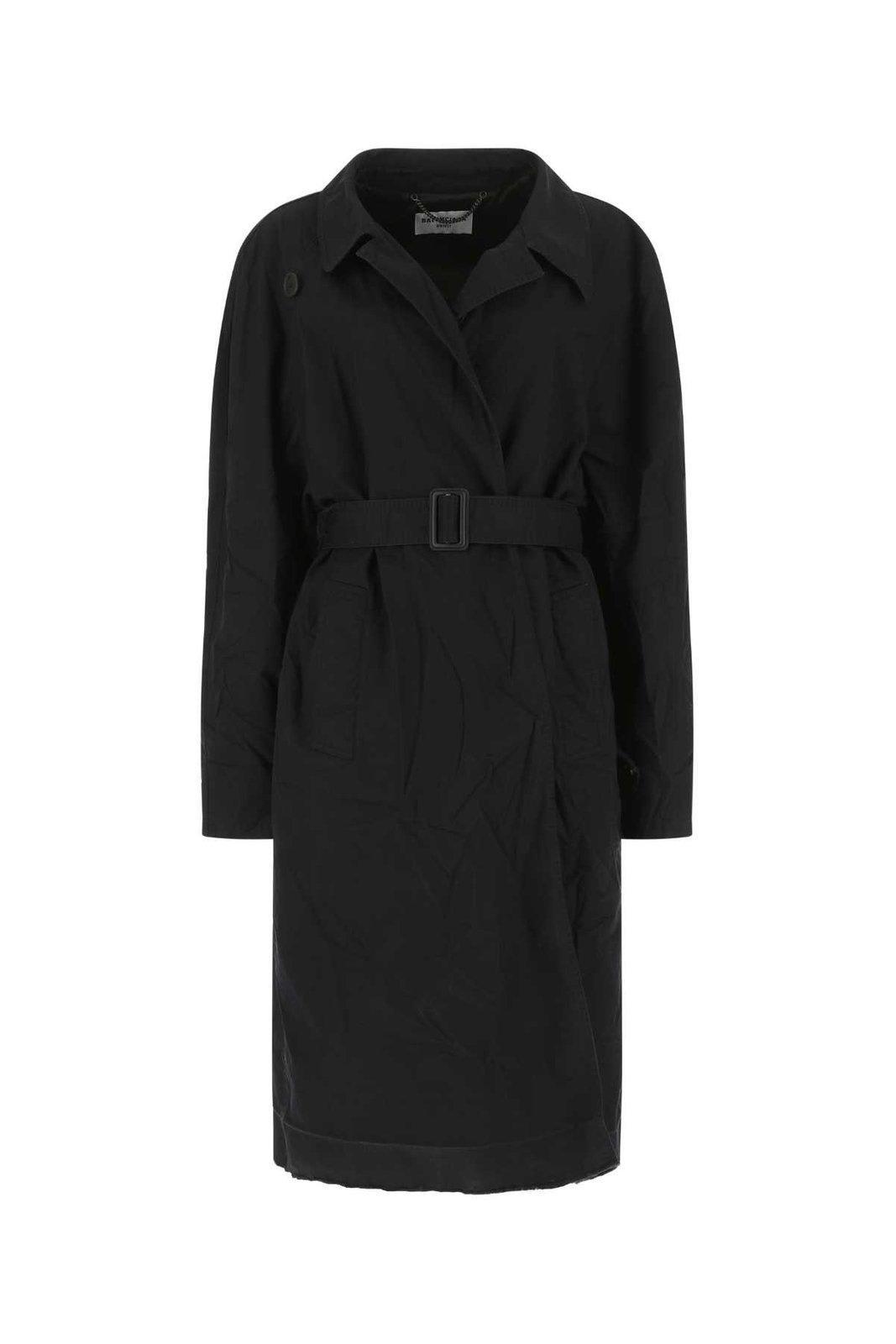 balenciaga belted longsleeved coat