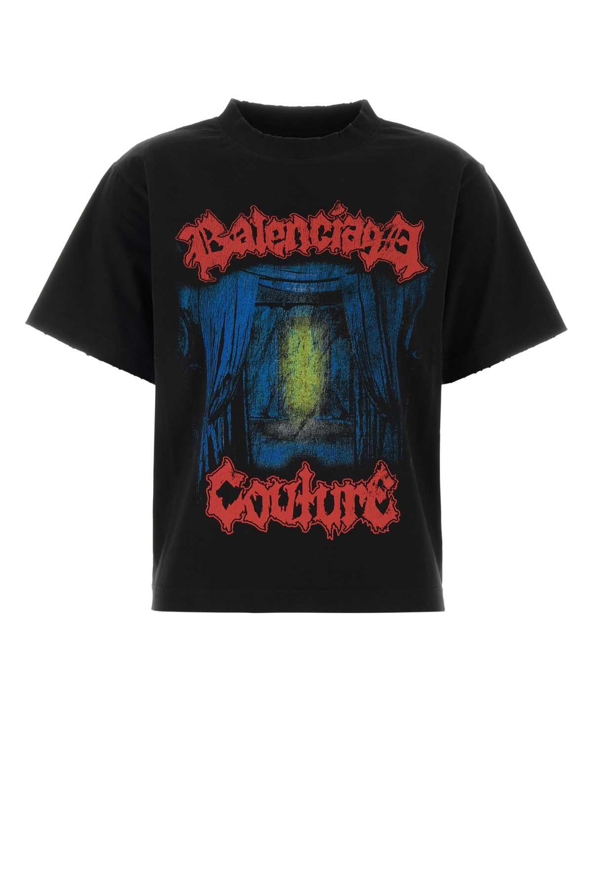 balenciaga black cotton t-shirt