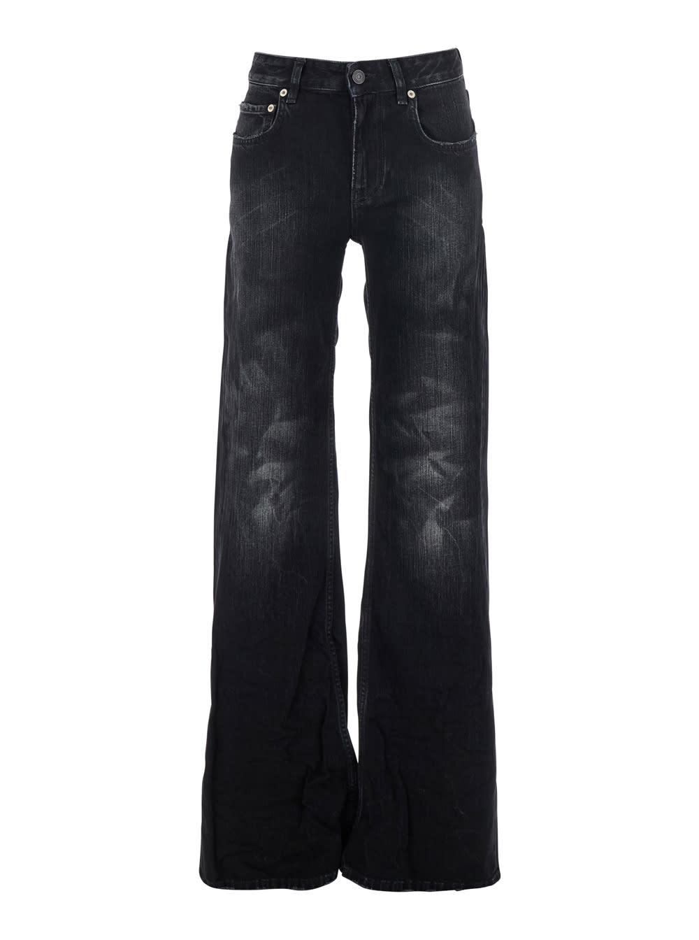 balenciaga black jeans with faded effect and wide legi n denim woman