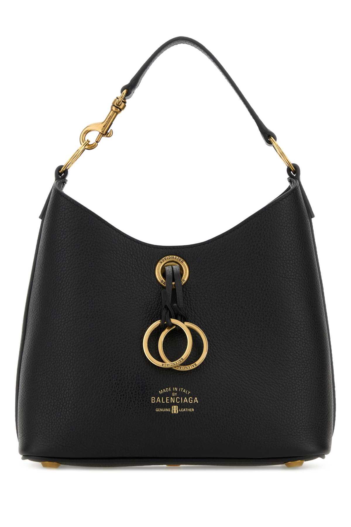 balenciaga black leather carrie handbag