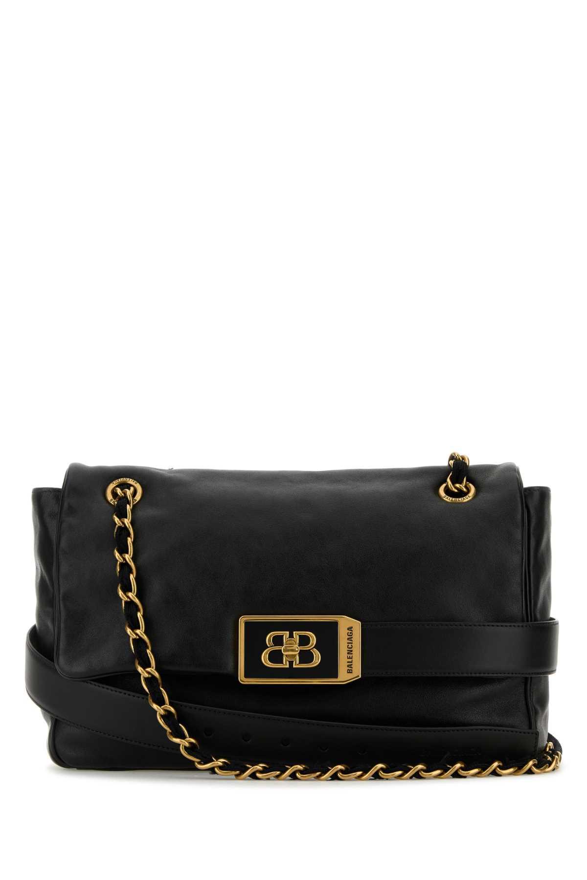 balenciaga black leather medium modu shoulder bag