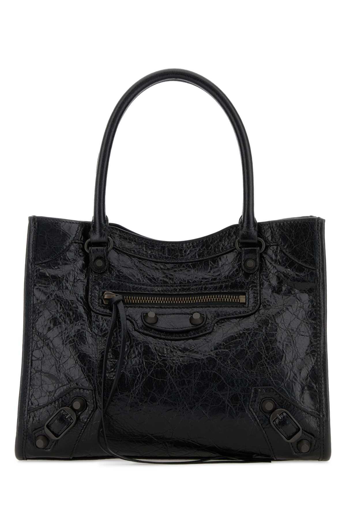 balenciaga black leather mini le city handbag