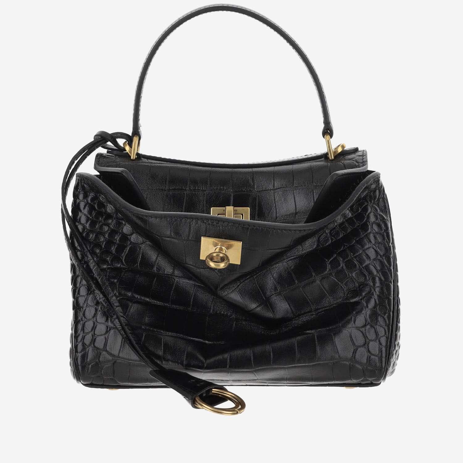 balenciaga black leather mini rodeo handbag