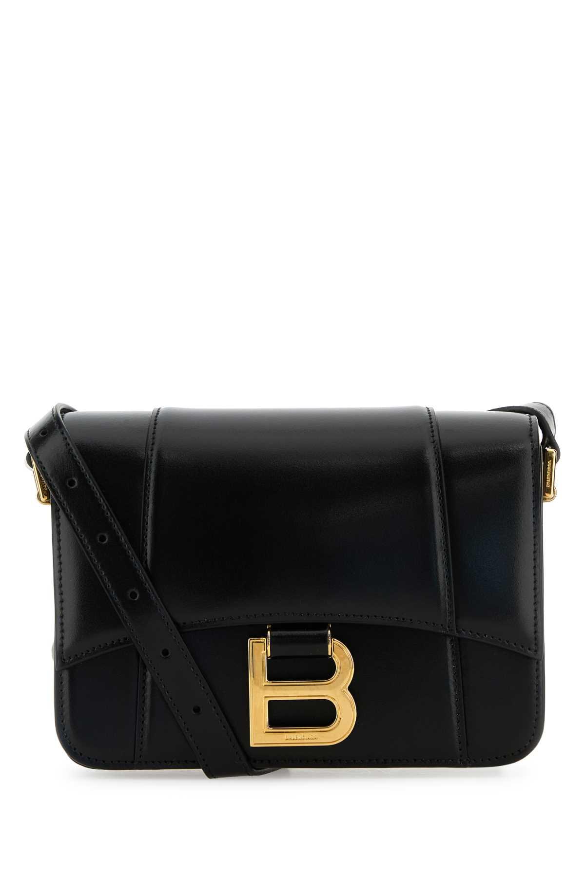 balenciaga black leather small hourglass crossbody bag