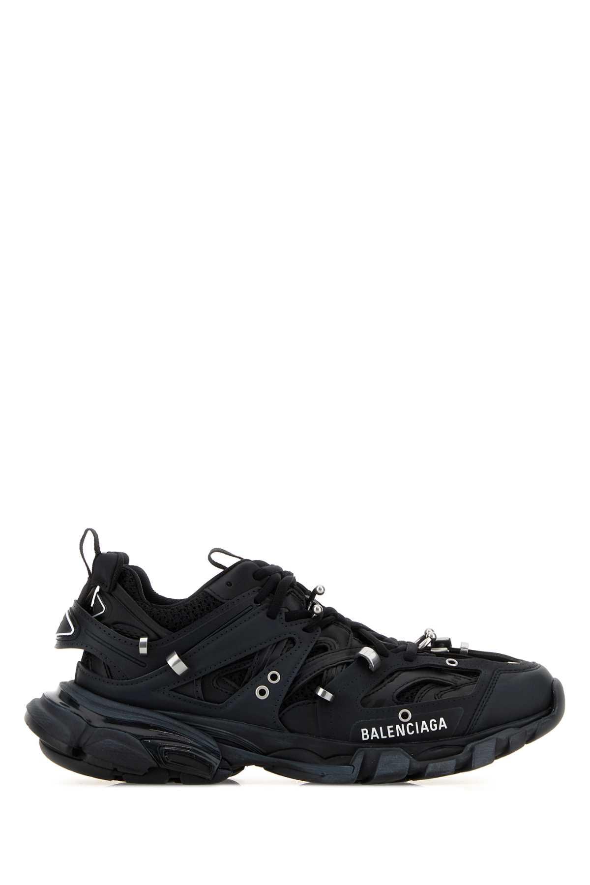balenciaga black rubber and fabric track piercieng sneakers