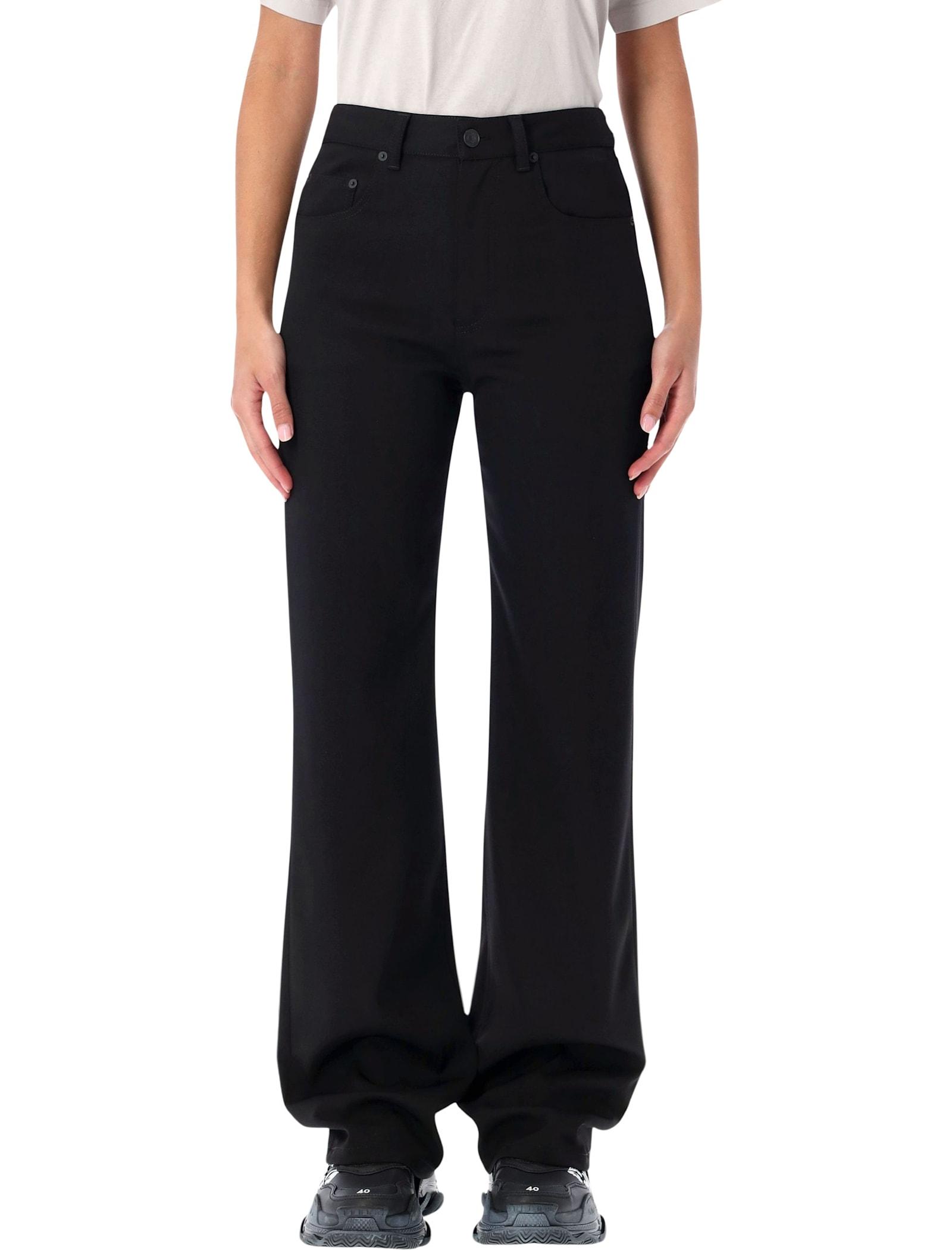 balenciaga black straight fit tailored wool pants