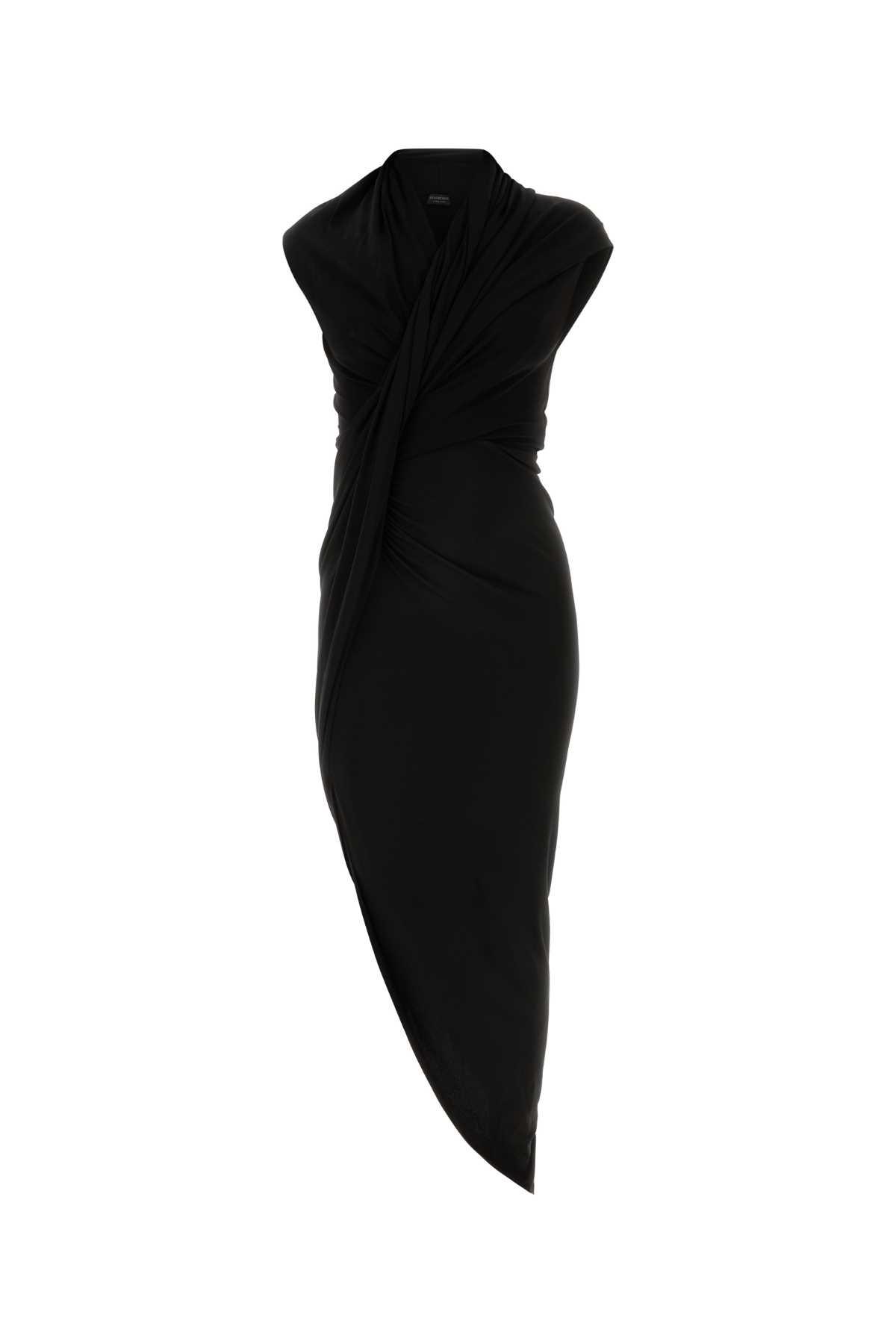 balenciaga black stretch crepe dress