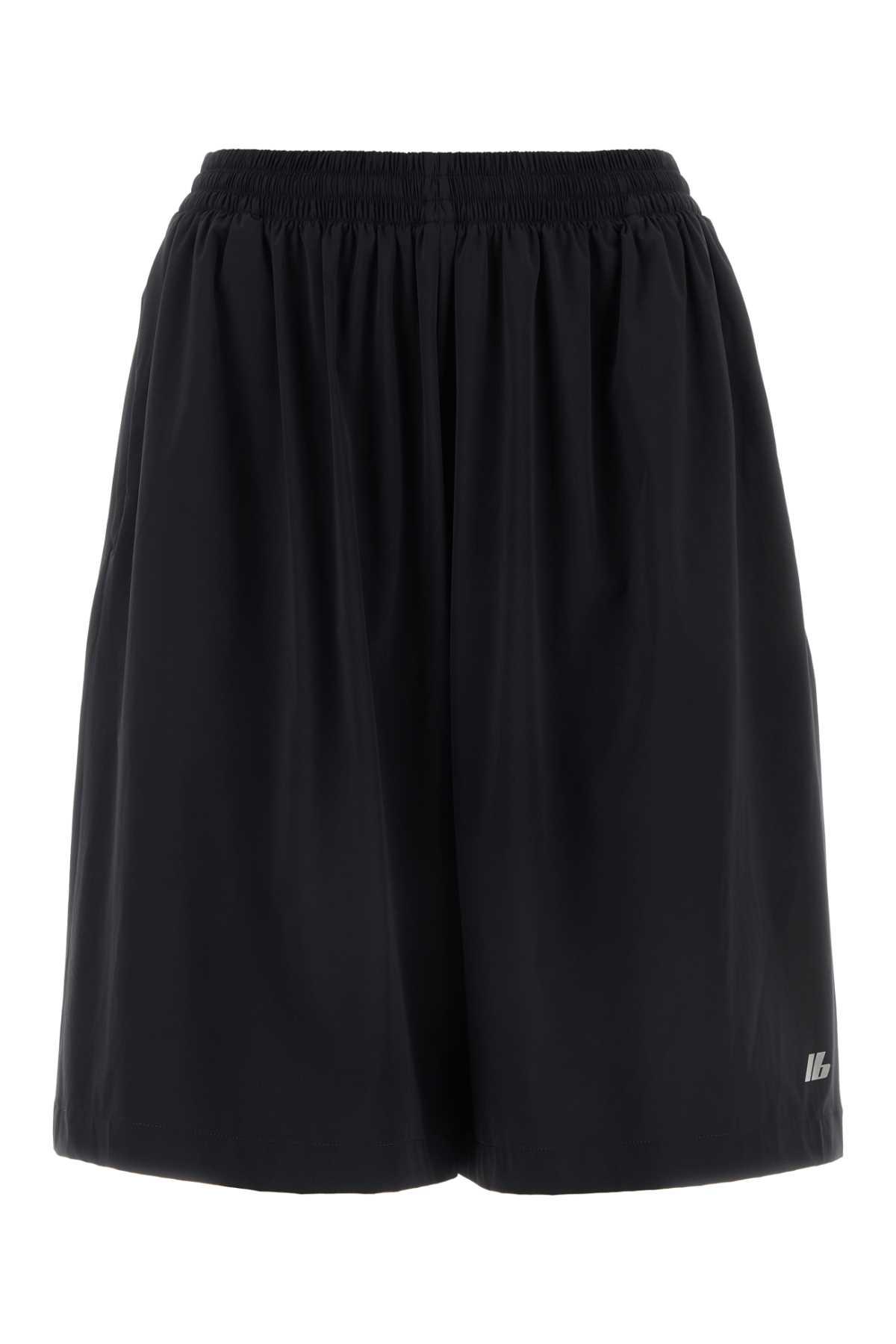 balenciaga black stretch nylon bermuda shorts
