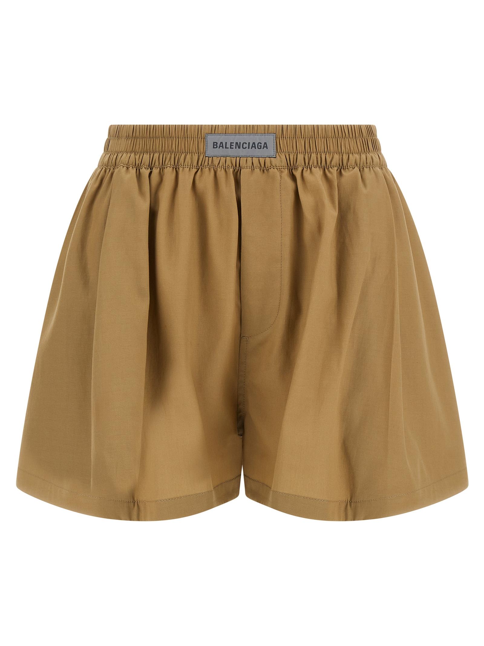 balenciaga boxer a-line shorts beige lyocell cotton bermuda - women