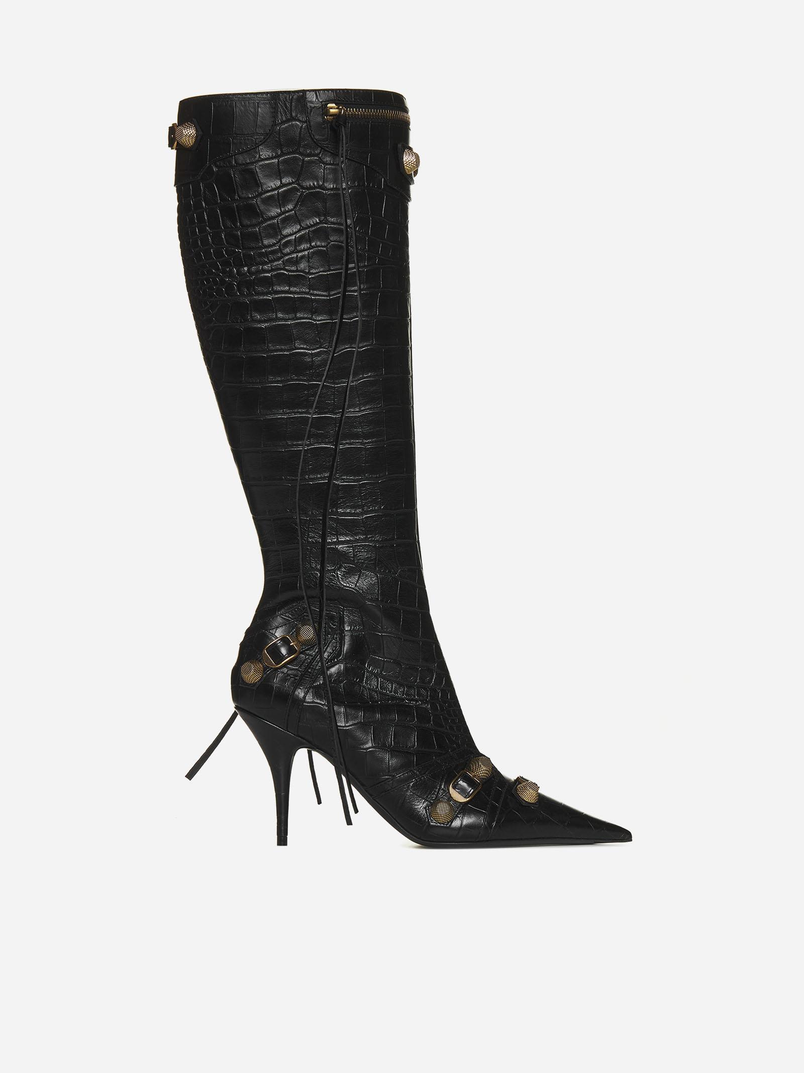 balenciaga cagole animalier effect leather boots