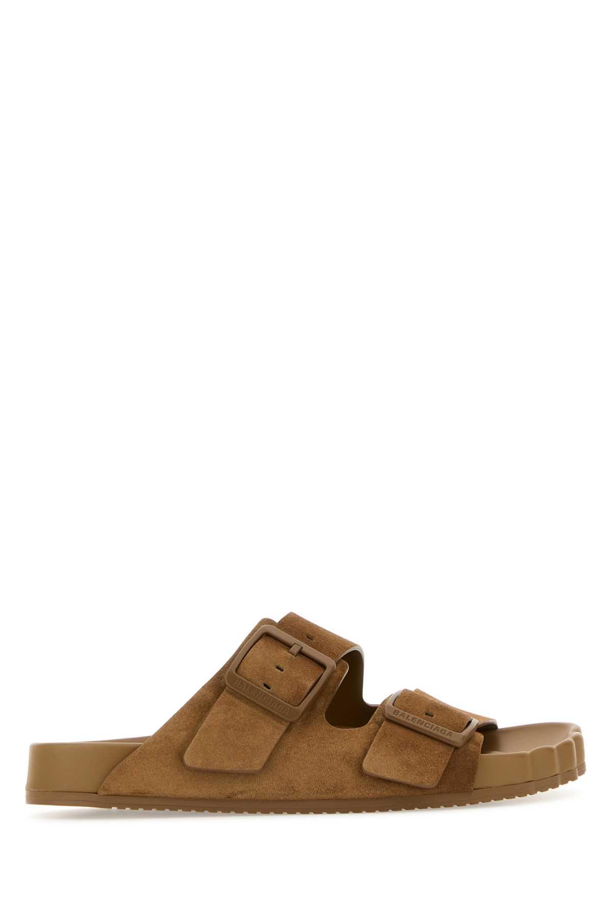 balenciaga camel suede sunday slippers