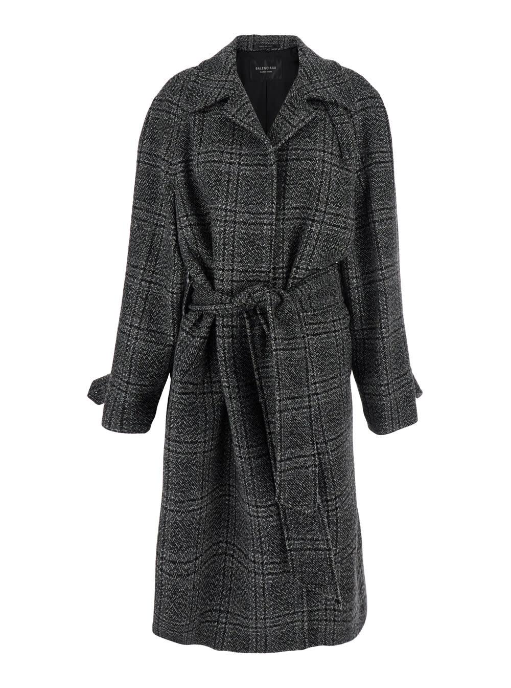 balenciaga check long coat