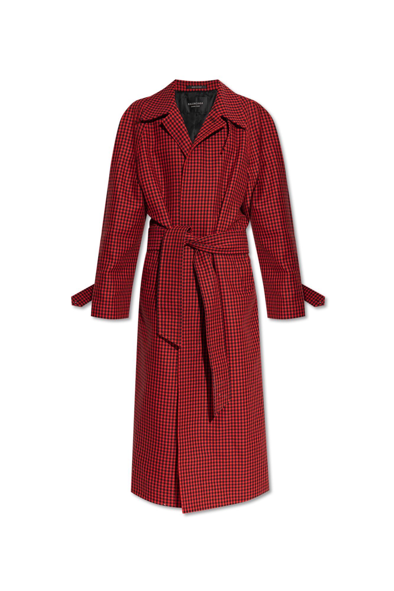 balenciaga coat with houndstooth pattern
