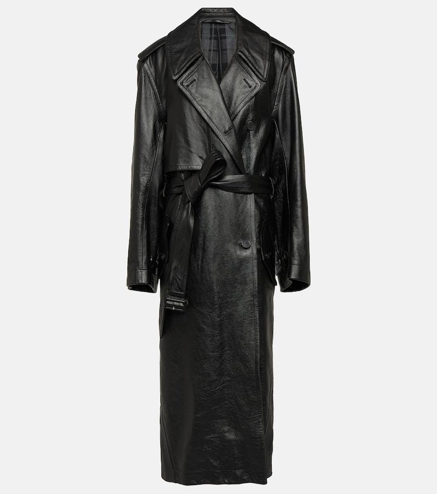 balenciaga cocoon leather trench coat