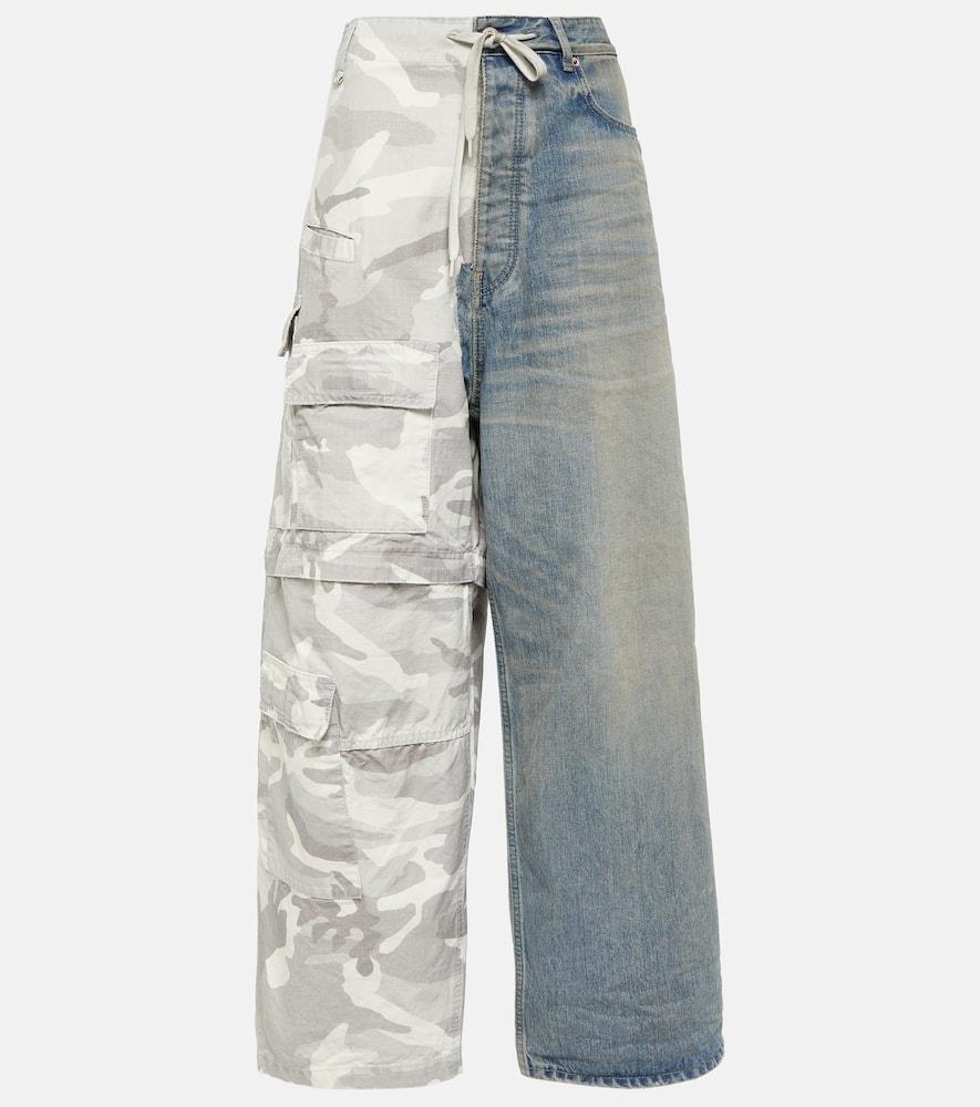 balenciaga cotton ripstop and denim cargo pants