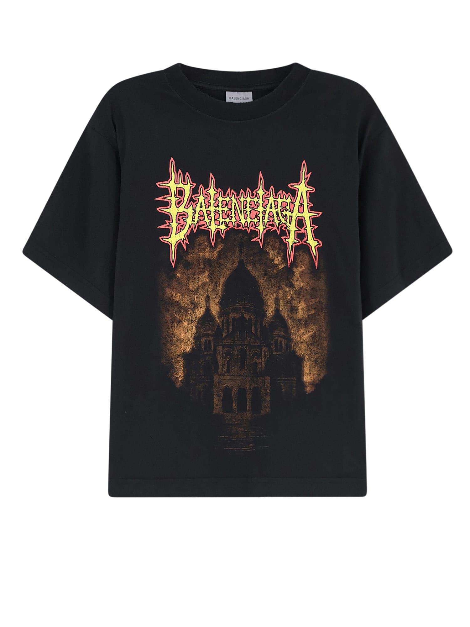 balenciaga cotton t-shirt with sacrè coeur print