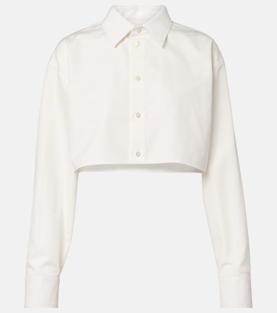 balenciaga cropped cotton and silk poplin shirt